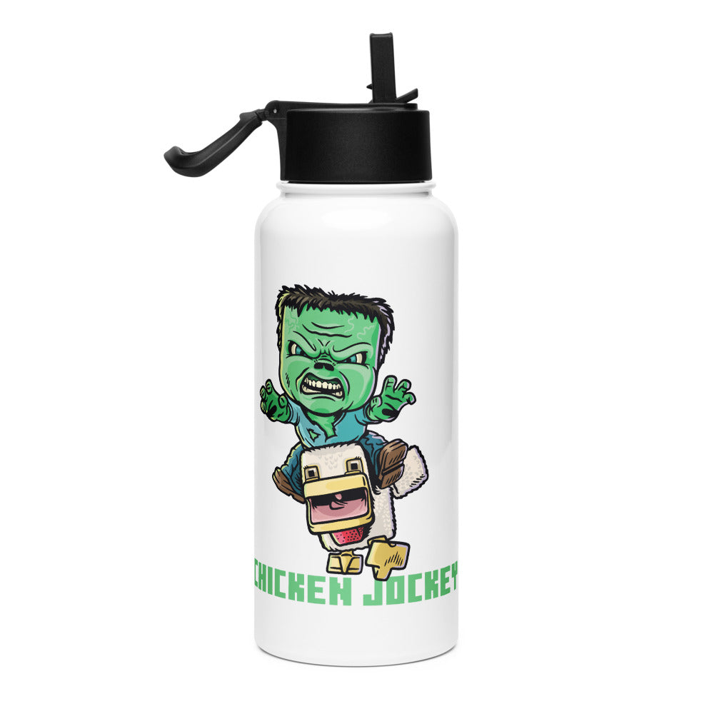 A Minecraft Movie Chicken Jockey Stainless Steel Water Bottle with a Straw Lid