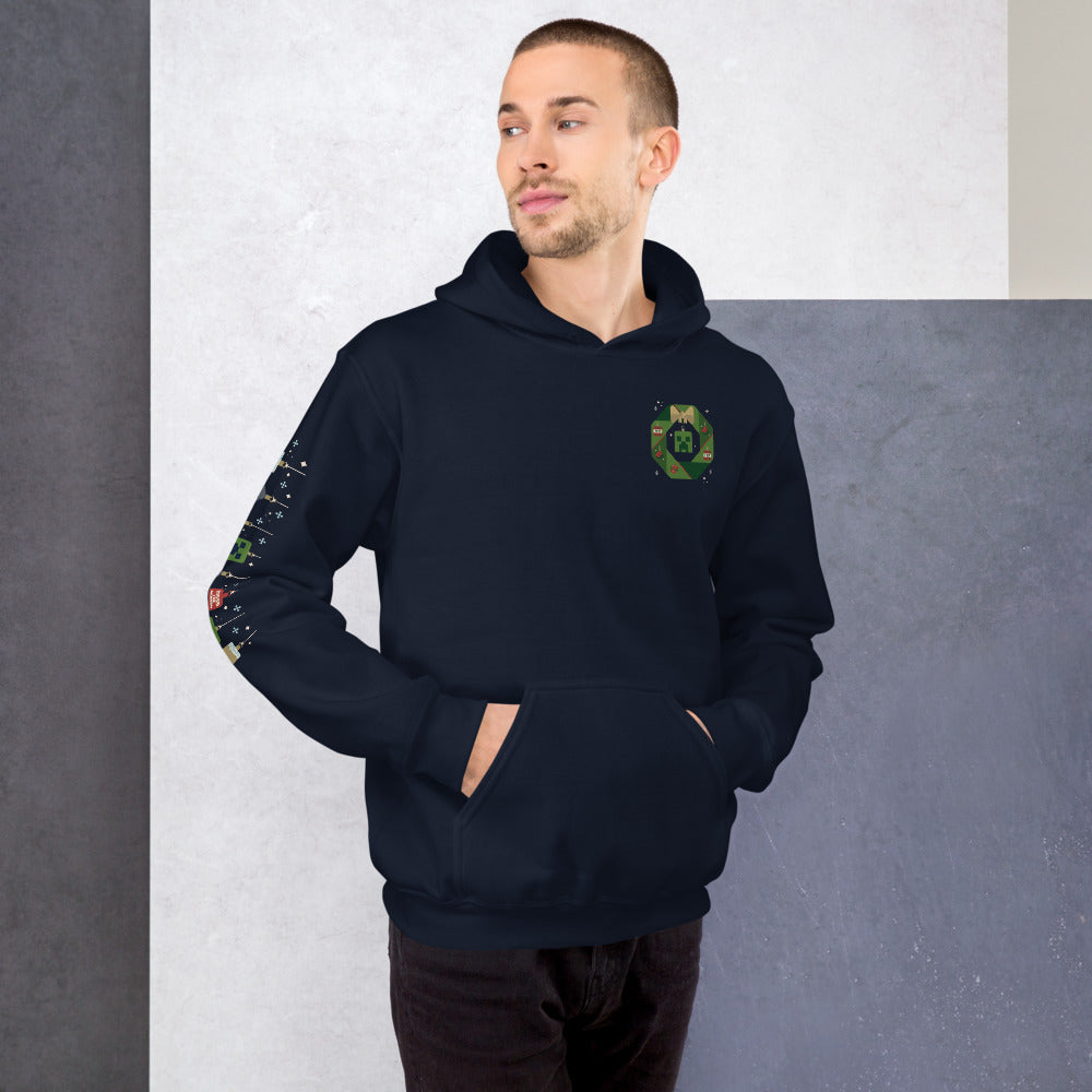 Minecraft Creeper Holiday Wreath Adult Hoodie | Official Minecraft