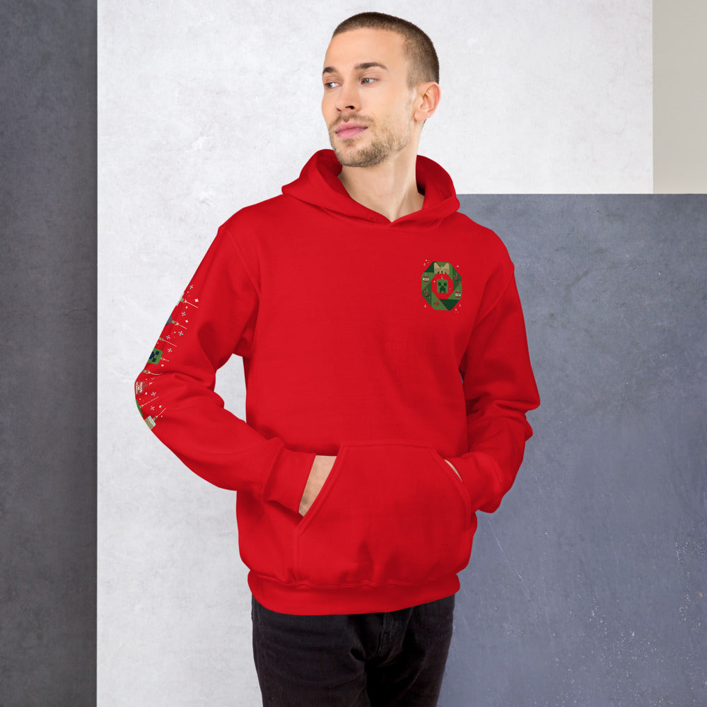 Minecraft Creeper Holiday Wreath Adult Hoodie | Official Minecraft