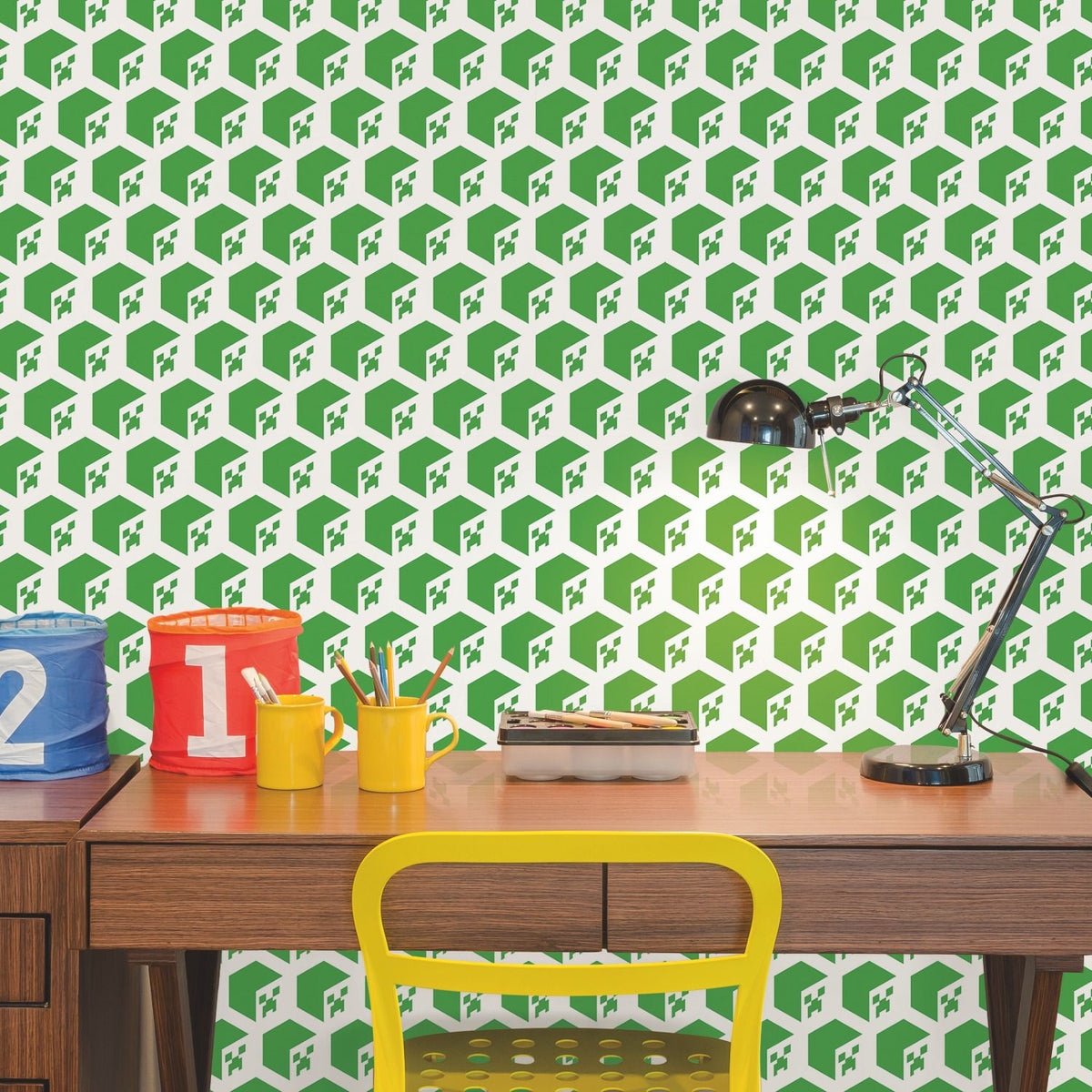 Minecraft Creeper Face Green Peel & Stick Wallpaper | Official ...