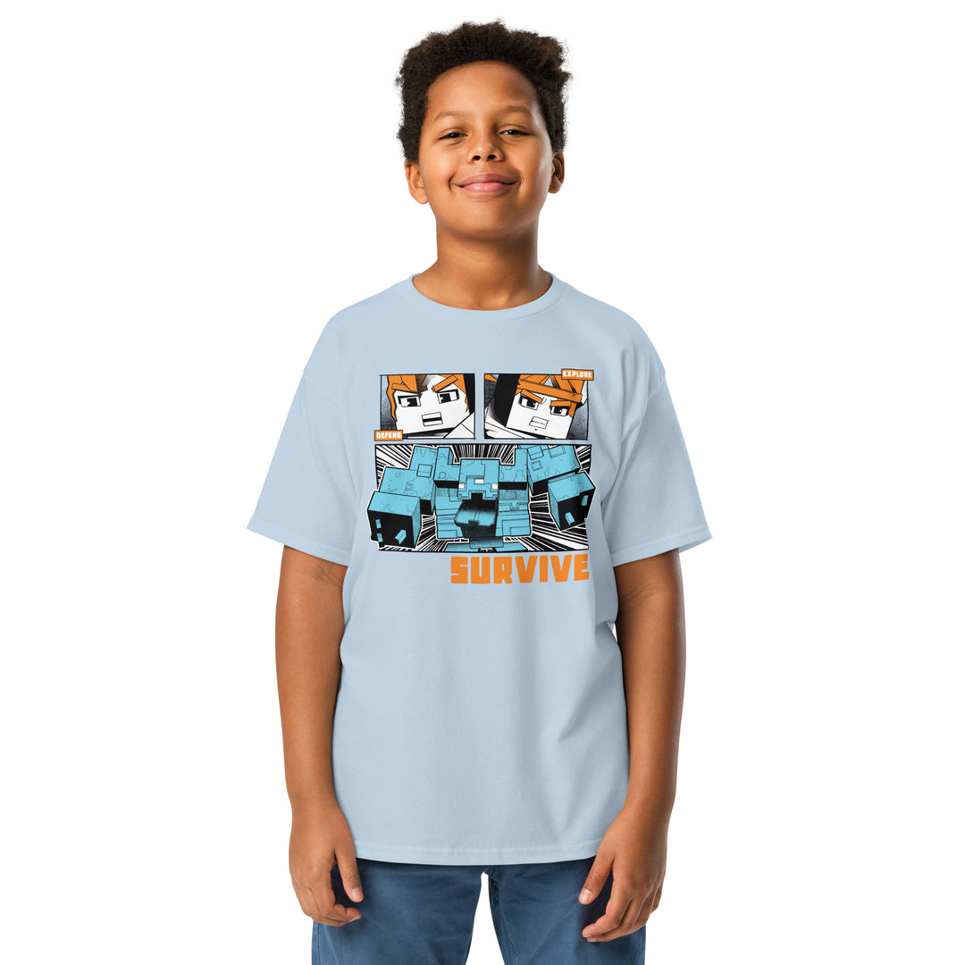 Minecraft Youth T-Shirt Dungeons II Defend Explore Survive