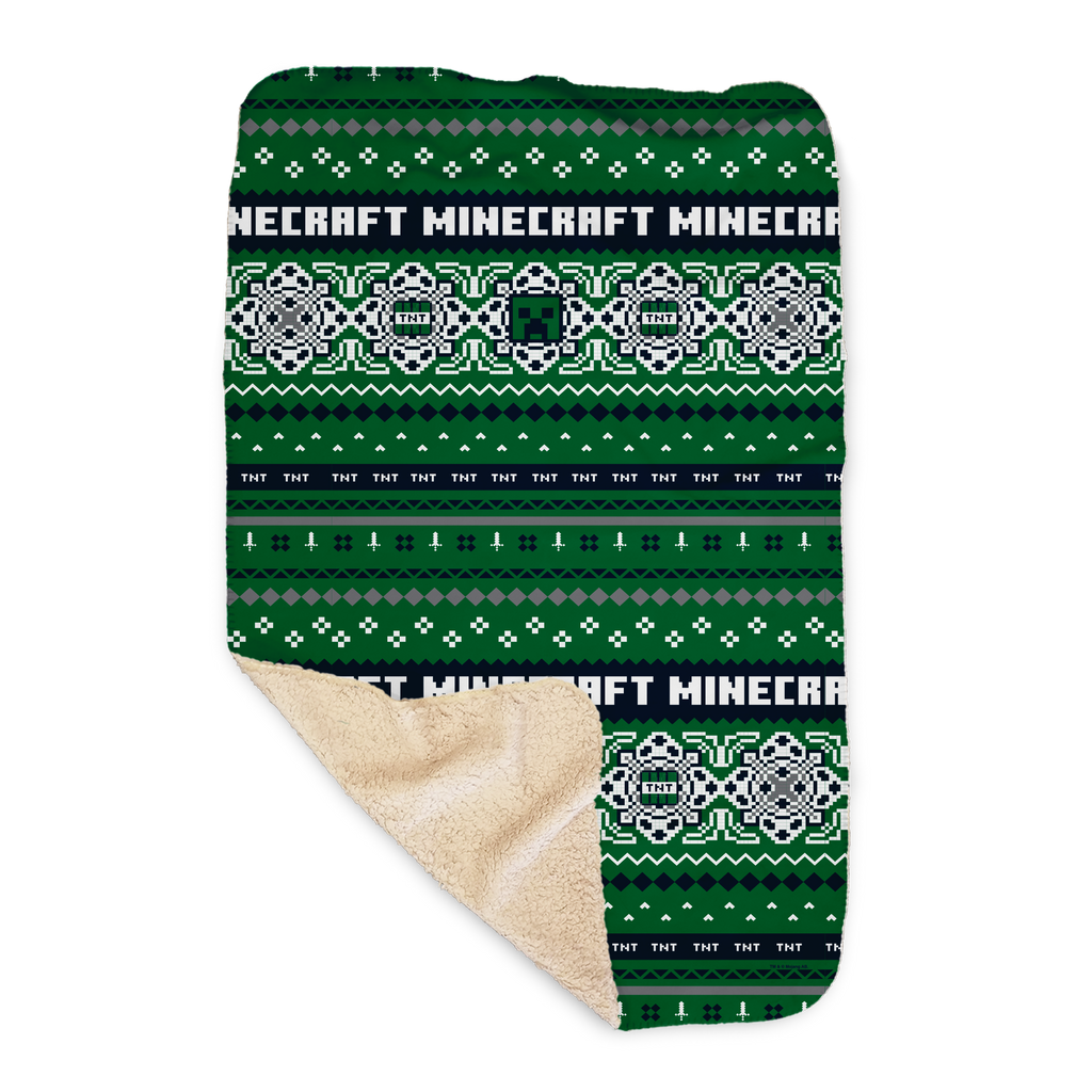Minecraft Creeper Fairisle Sherpa Blanket | Official Minecraft Shop