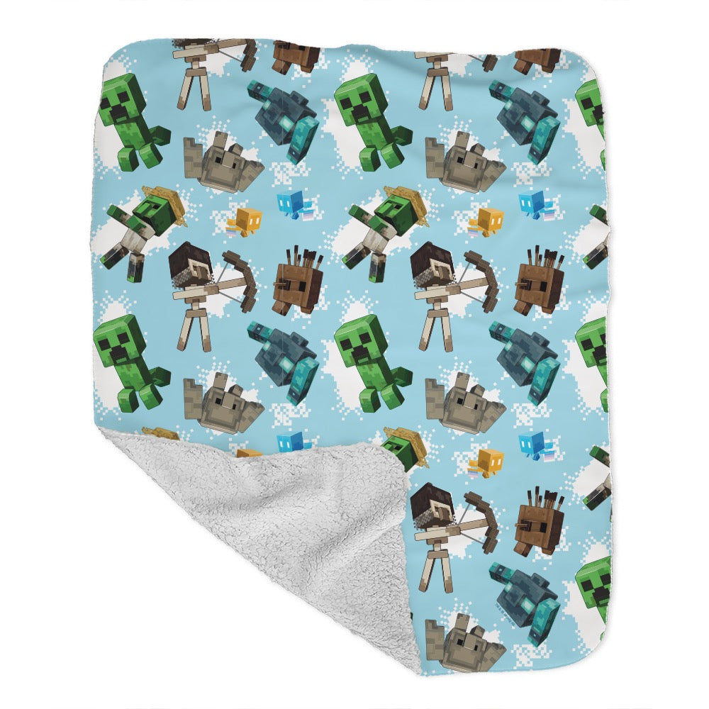Minecraft Legends Pattern Sherpa Blanket Official Minecraft Shop