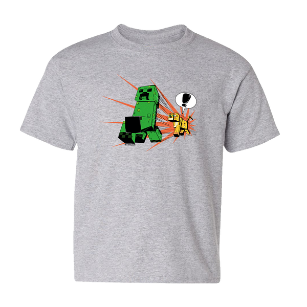 T-shirt Bambino Minecraft Creeper – Maglietta Ufficiale J!nx – Grigia, Taglie S, M, L – Licenza Ufficiale